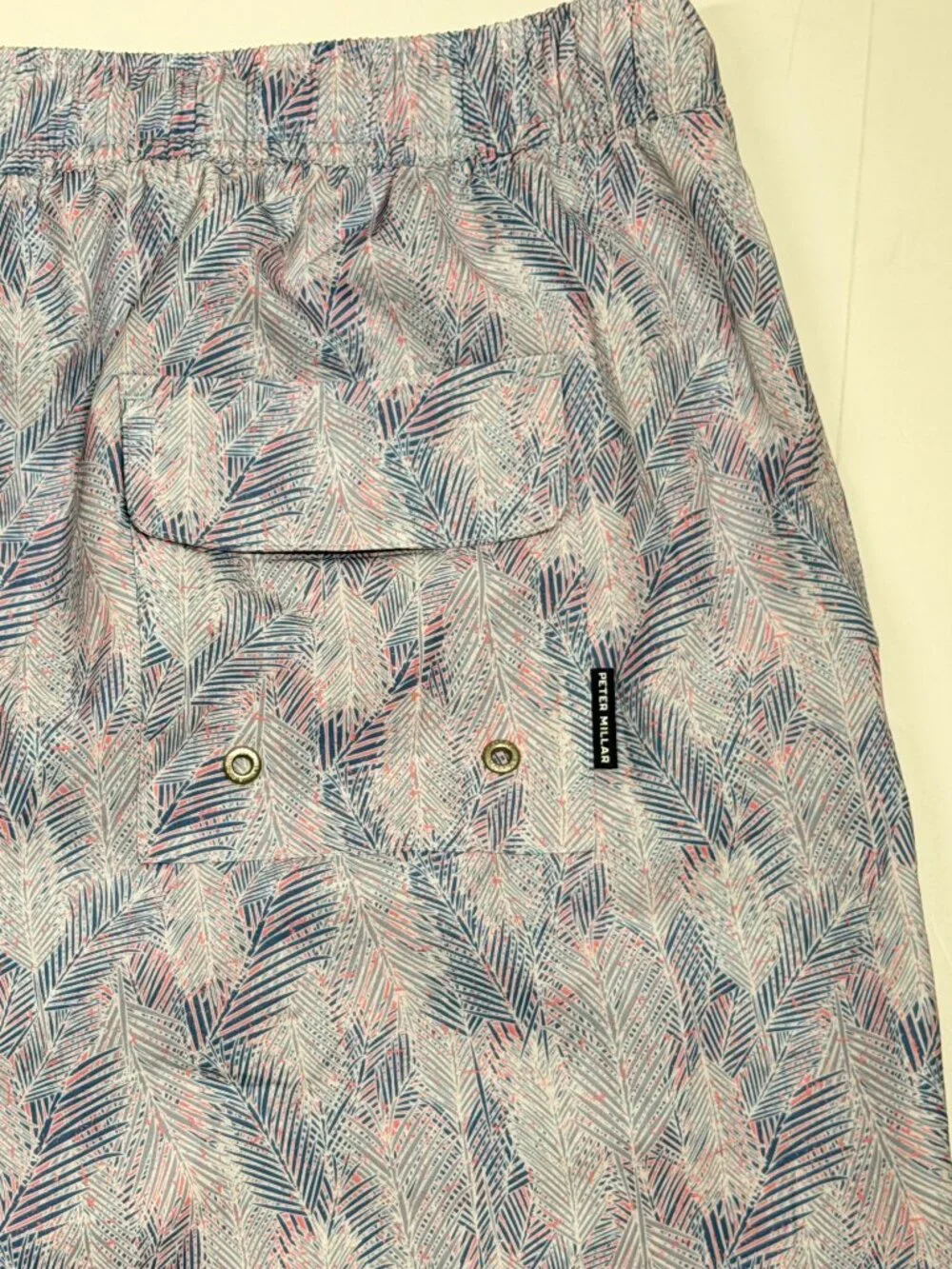 Peter Millar Swim Trunks With Coozie - Leaf Print - Violet Shades  - XXL